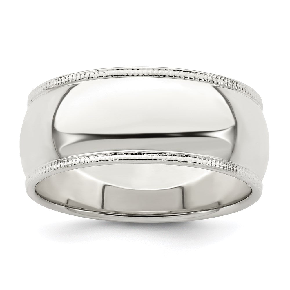 Sterling Silver 8mm Half Round Milgrain Size 8.5 Band
