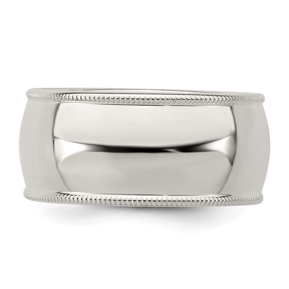 Sterling Silver 9mm Half Round Milgrain Size 12 Band
