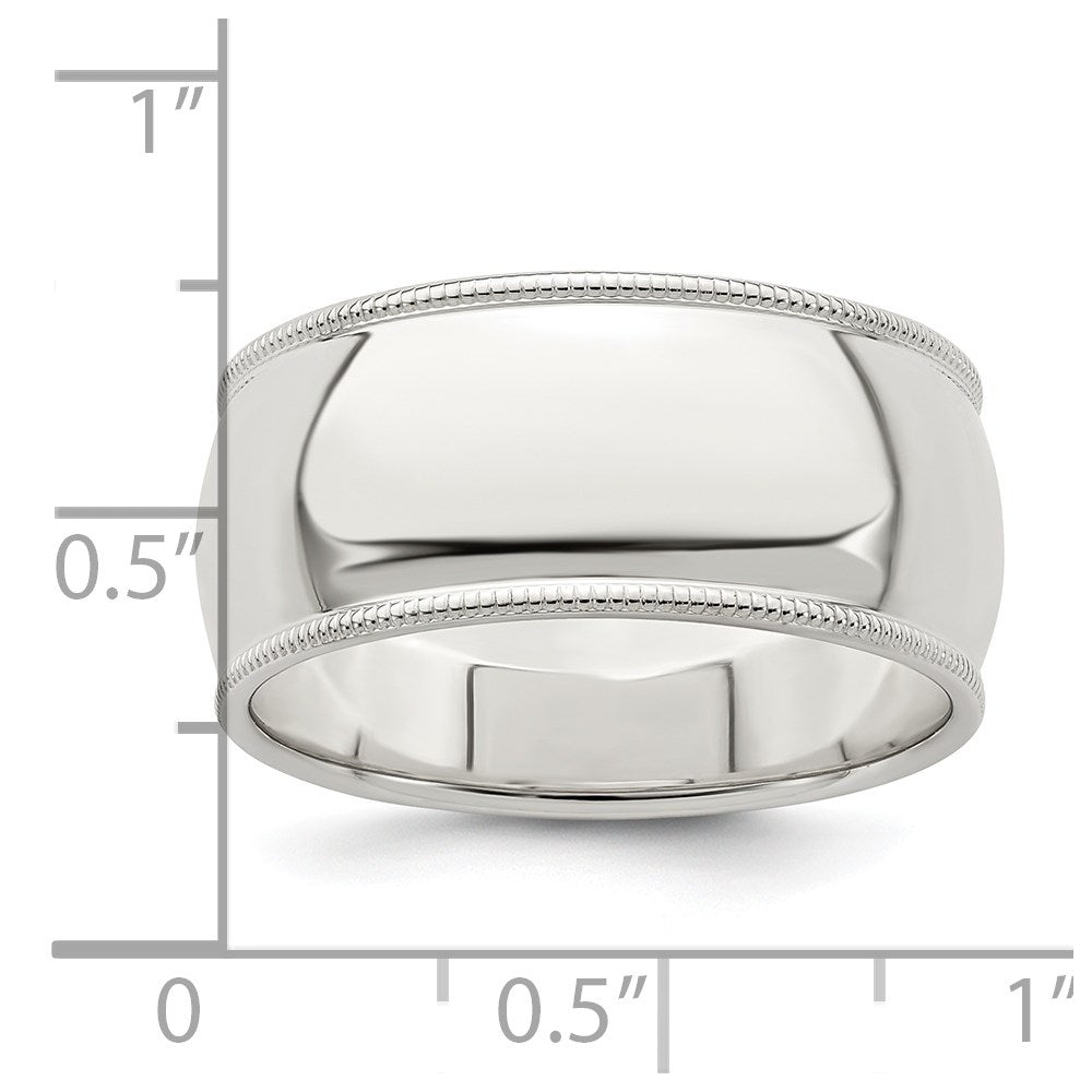 Sterling Silver 9mm Half Round Milgrain Size 9 Band