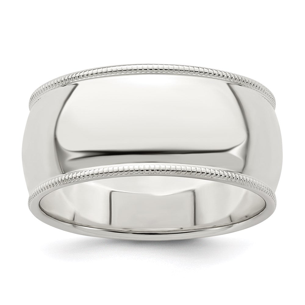 Sterling Silver 9mm Half Round Milgrain Size 13 Band