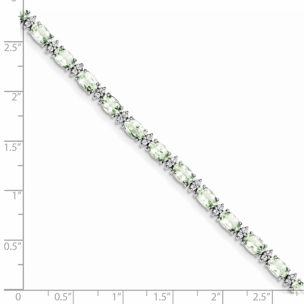 Sterling Silver Rhodium-plated Green Quartz & White Topaz Bracelet
