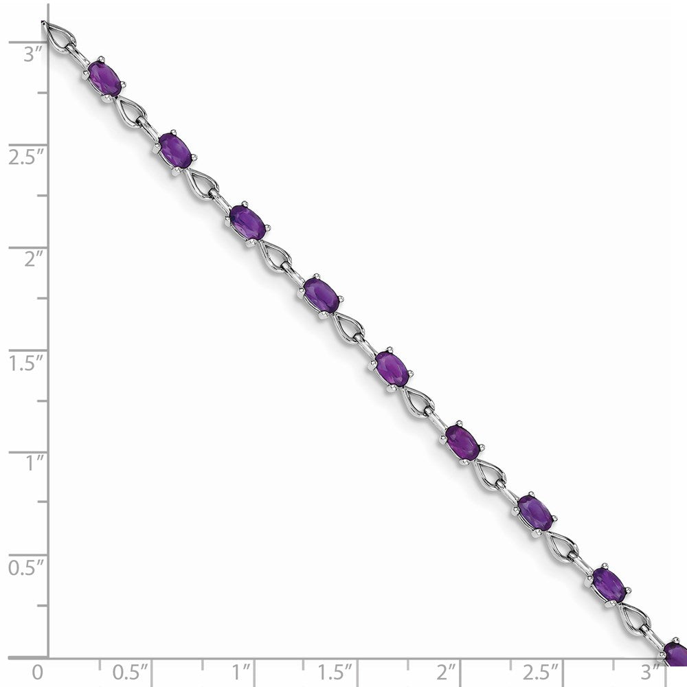Sterling Silver Rhodium-plated Amethyst Bracelet