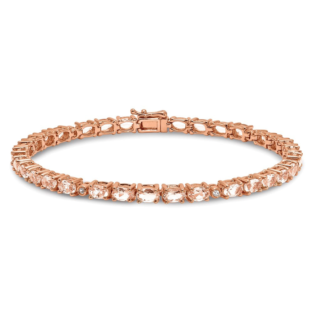 Sterling Silver Rhod & Rose Gold-plate Morg./Crtd. Wht. Sapphire Bracelet