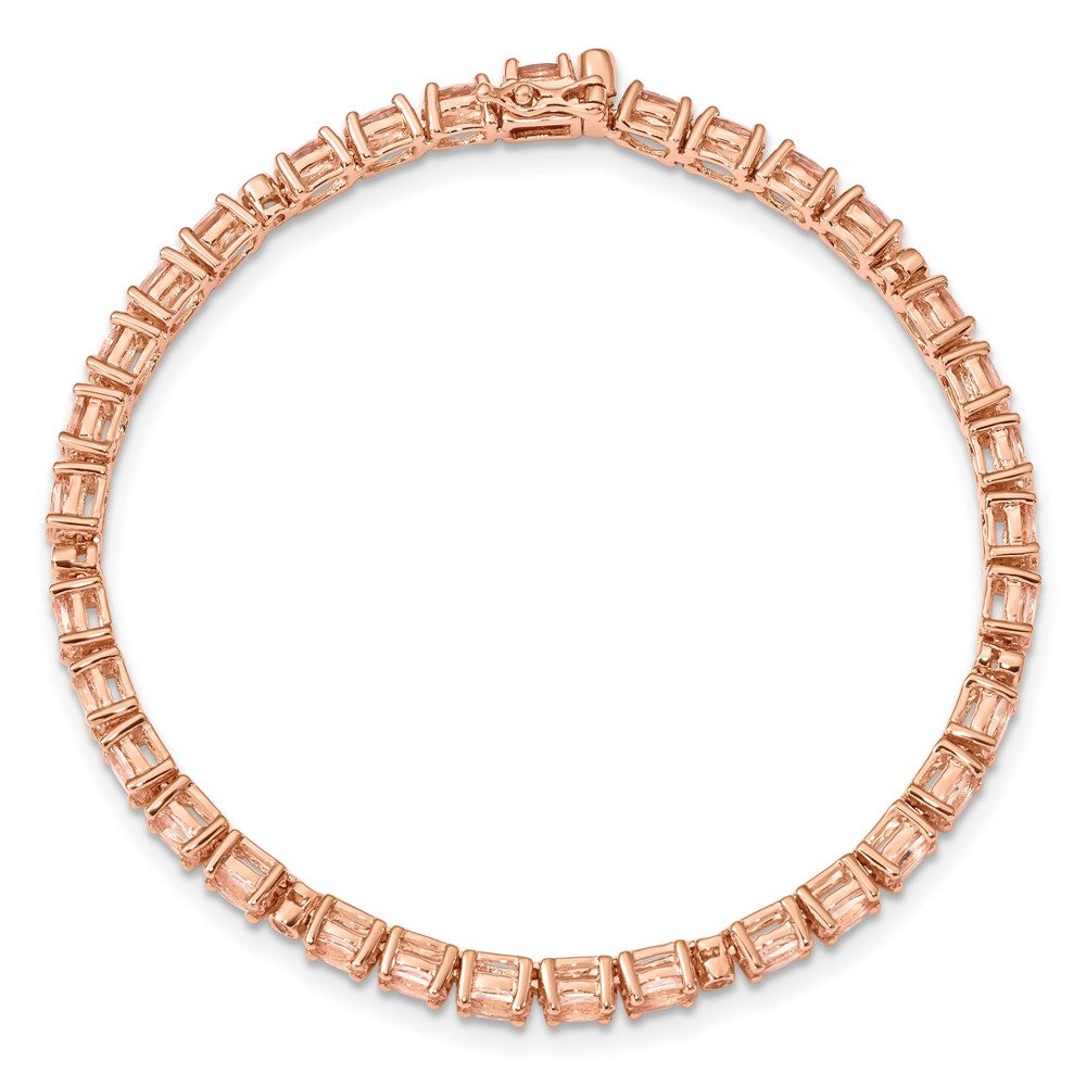 Sterling Silver Rhod & Rose Gold-plate Morg./Crtd. Wht. Sapphire Bracelet