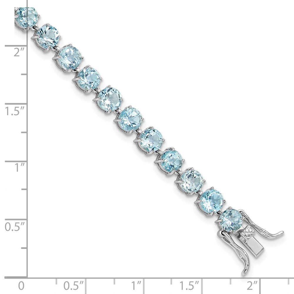 Sterling Silver Rhodium-plated 5mm Blue Topaz 7.5in Bracelet