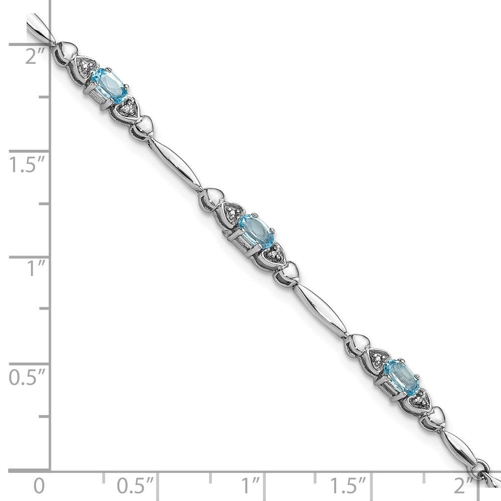 SS Rhodium-plated Light Swiss Blue Topaz and Diamond Bracelet