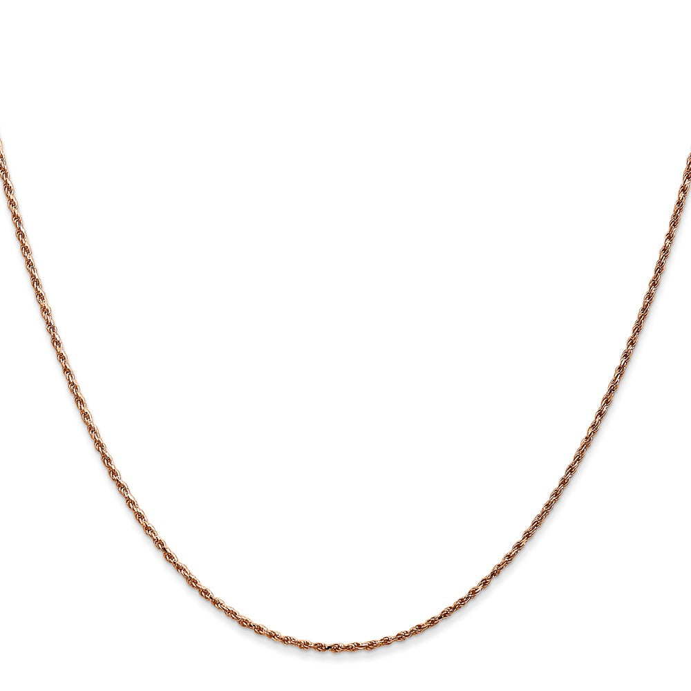14K Rose Gold 20 inch 1mm Diamond-cut Made Rope with Lobster Clasp Chain