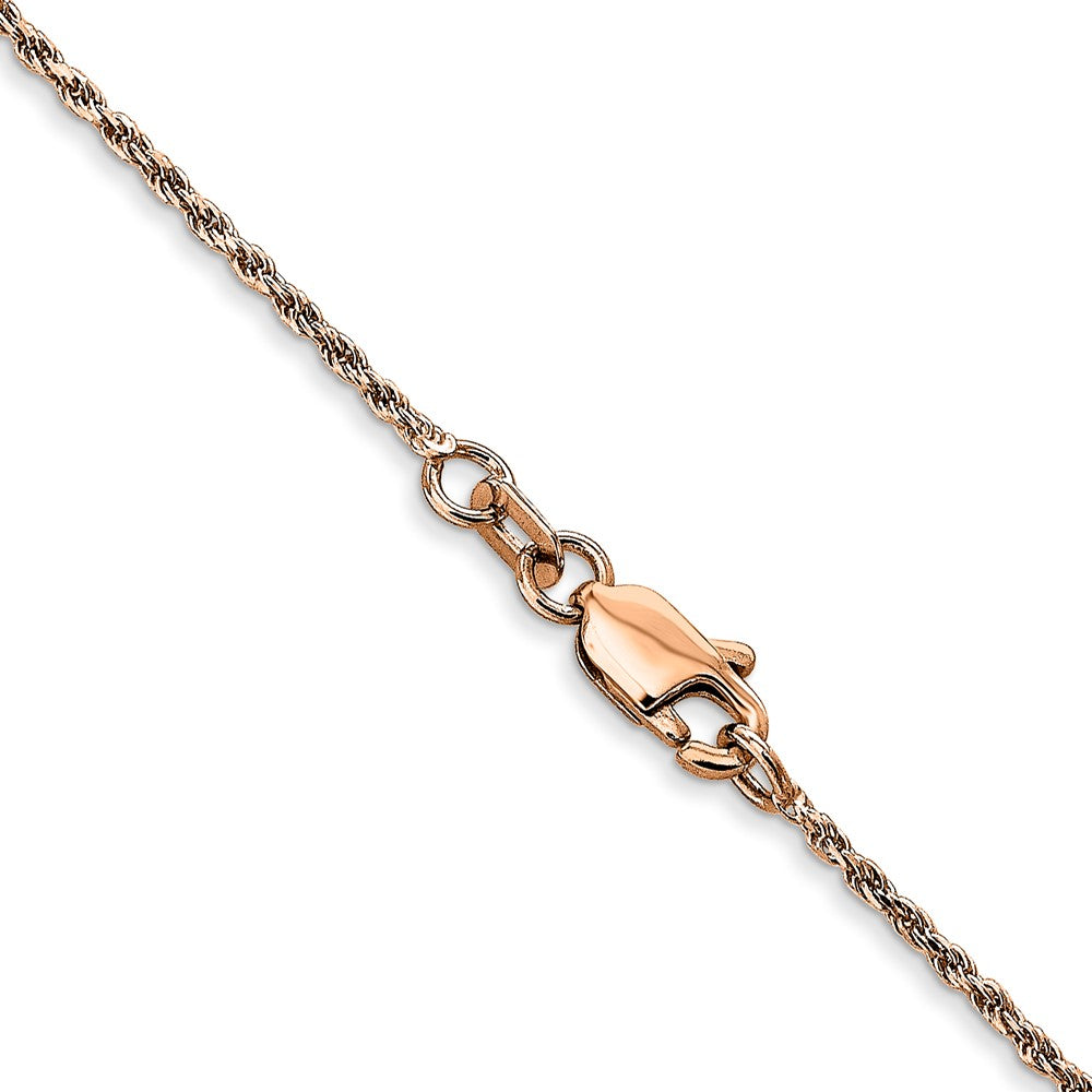 14K Rose Gold 20 inch 1mm Diamond-cut Made Rope with Lobster Clasp Chain