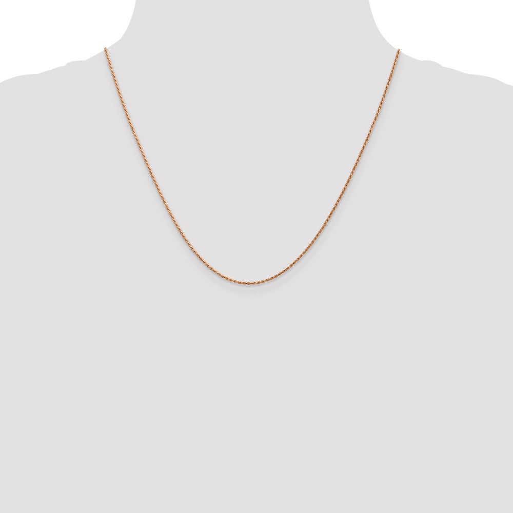 14K Rose Gold 20 inch 1mm Diamond-cut Made Rope with Lobster Clasp Chain