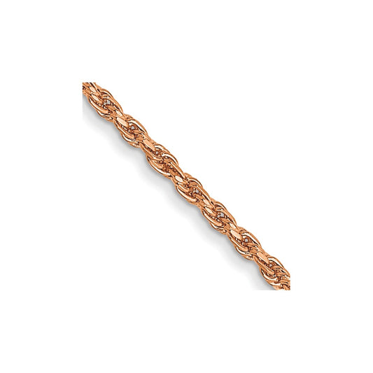 14K Rose Gold 24 inch 1mm Diamond-cut Made Rope with Lobster Clasp Chain