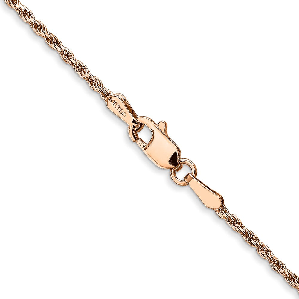 14K Rose Gold 30 inch 1.5mm Diamond-cut Made Rope with Lobster Clasp Chain