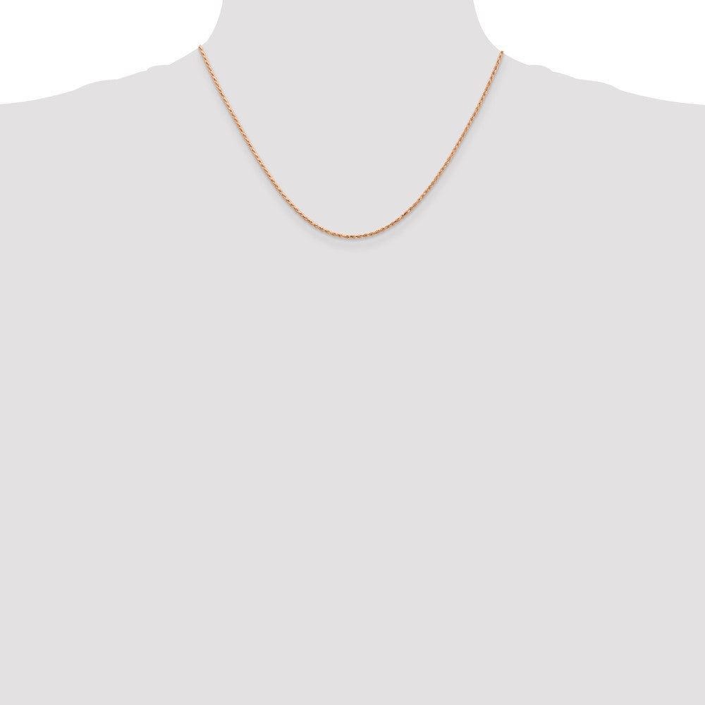 14K Rose Gold 18 inch 1.5mm Diamond-cut Made Rope with Lobster Clasp Chain