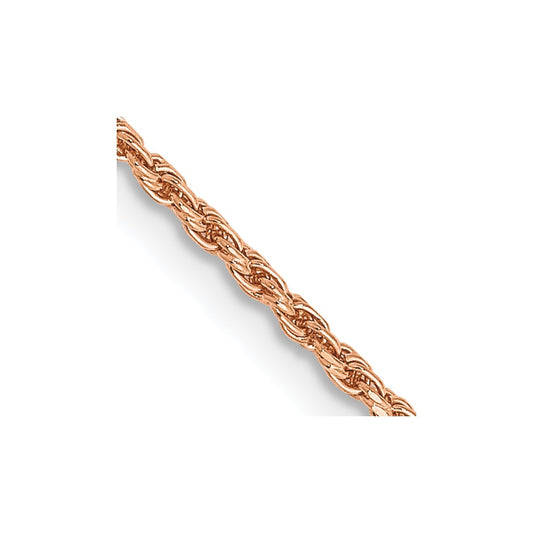 14K Rose Gold 16 inch 1.5mm Diamond-cut Made Rope with Lobster Clasp Chain