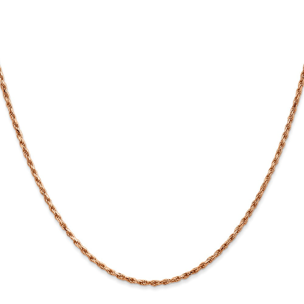 14K Rose Gold 24 inch 1.8mm Diamond-cut Made Rope with Lobster Clasp Chain