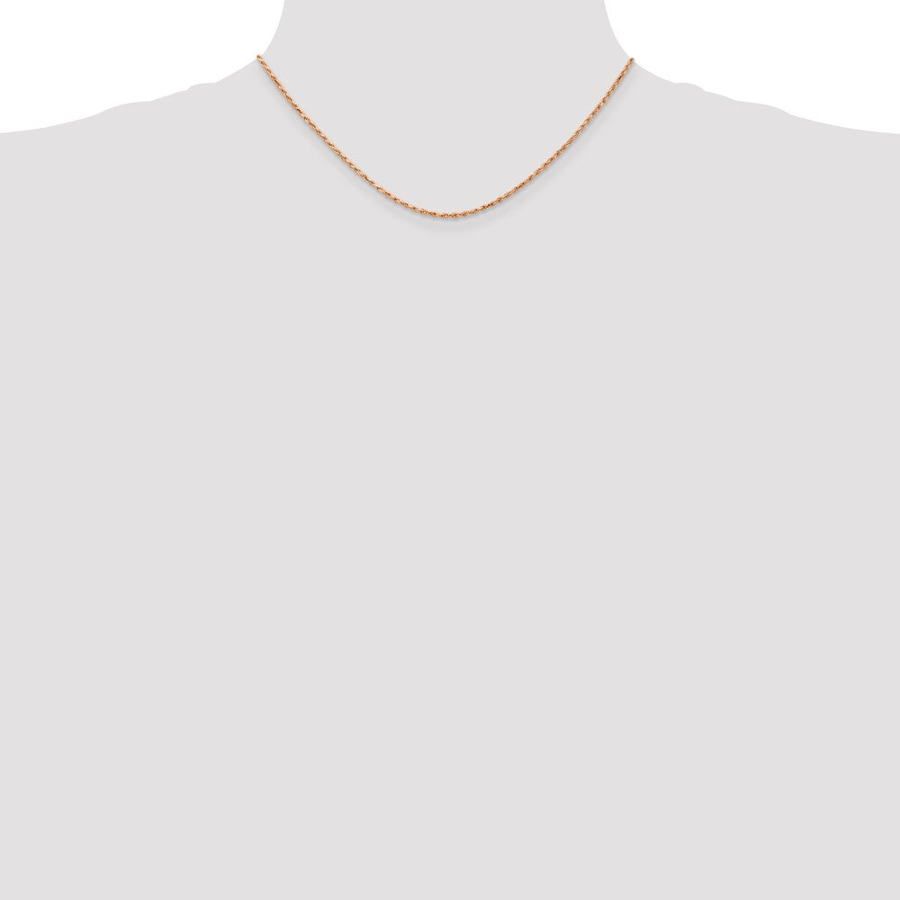 14K Rose Gold 16 inch 1.8mm Diamond-cut Made Rope with Lobster Clasp Chain