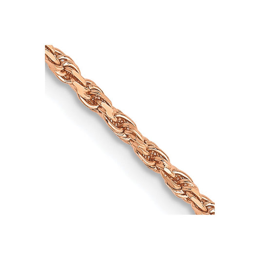 14K Rose Gold 30 inch 1.8mm Diamond-cut Made Rope with Lobster Clasp Chain
