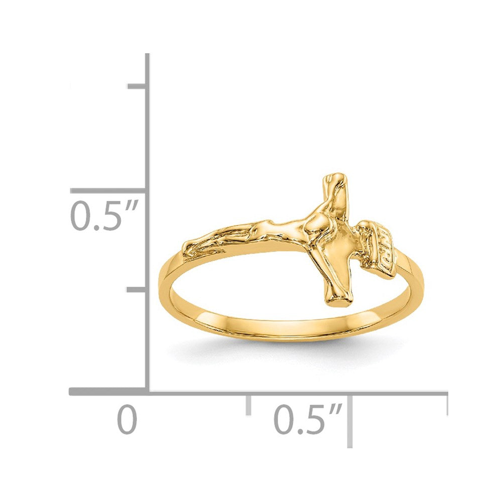 14k Yellow Gold Childs Polished Crucifix Ring