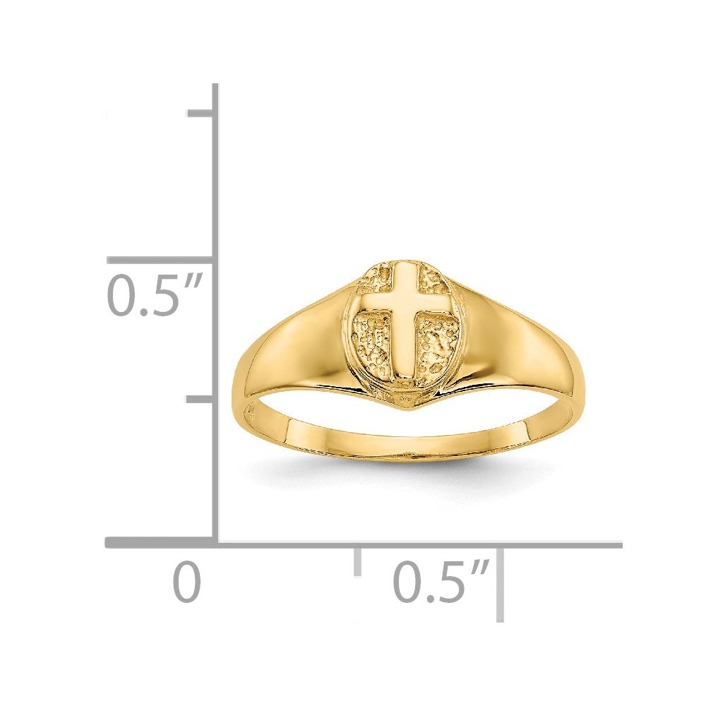 14k Yellow Gold Childs Polished Open Cross Ring