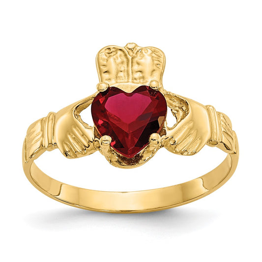 14k January CZ Birthstone Claddagh Ring