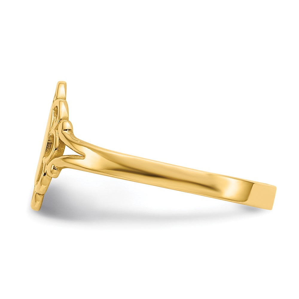 14K Filigree Oval Polished Center Signet Ring