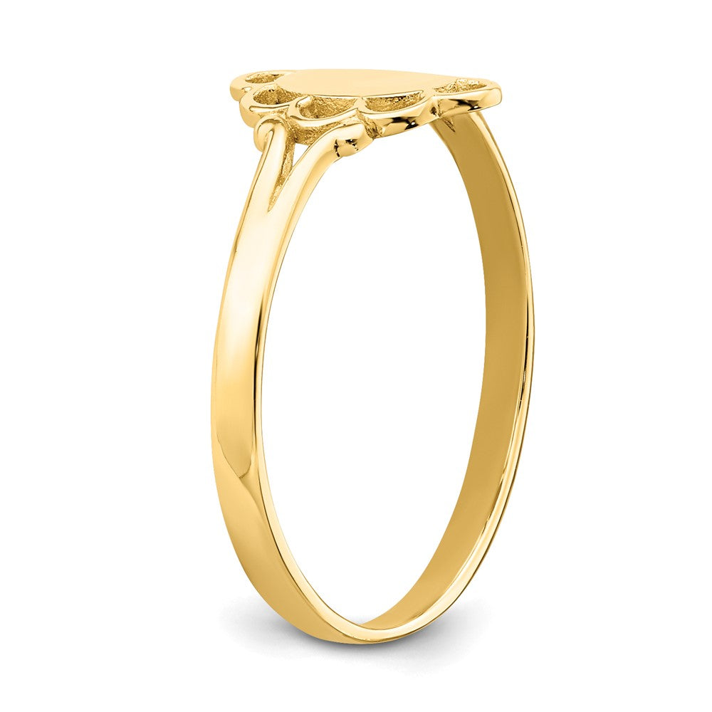 14K Filigree Oval Polished Center Signet Ring
