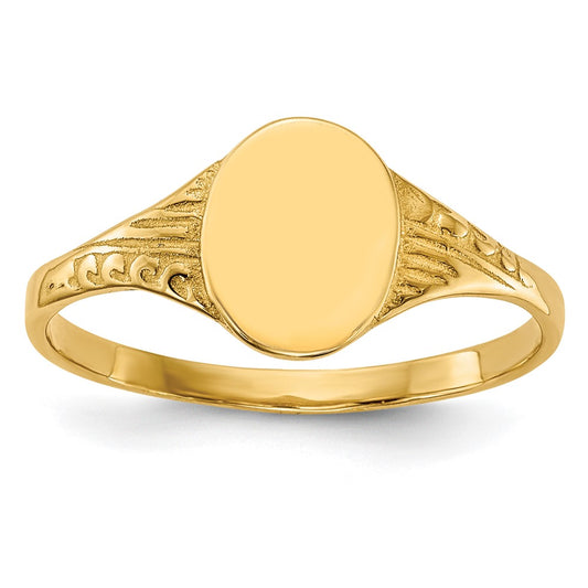 14K Oval Polished Signet Ring