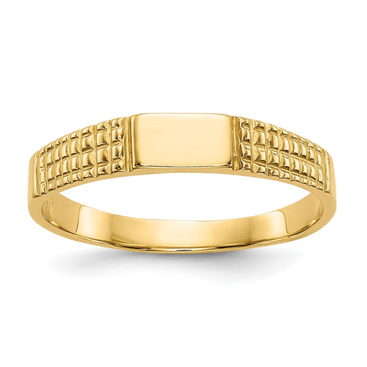 14K Yellow Gold Polished Baby Signet Band Ring
