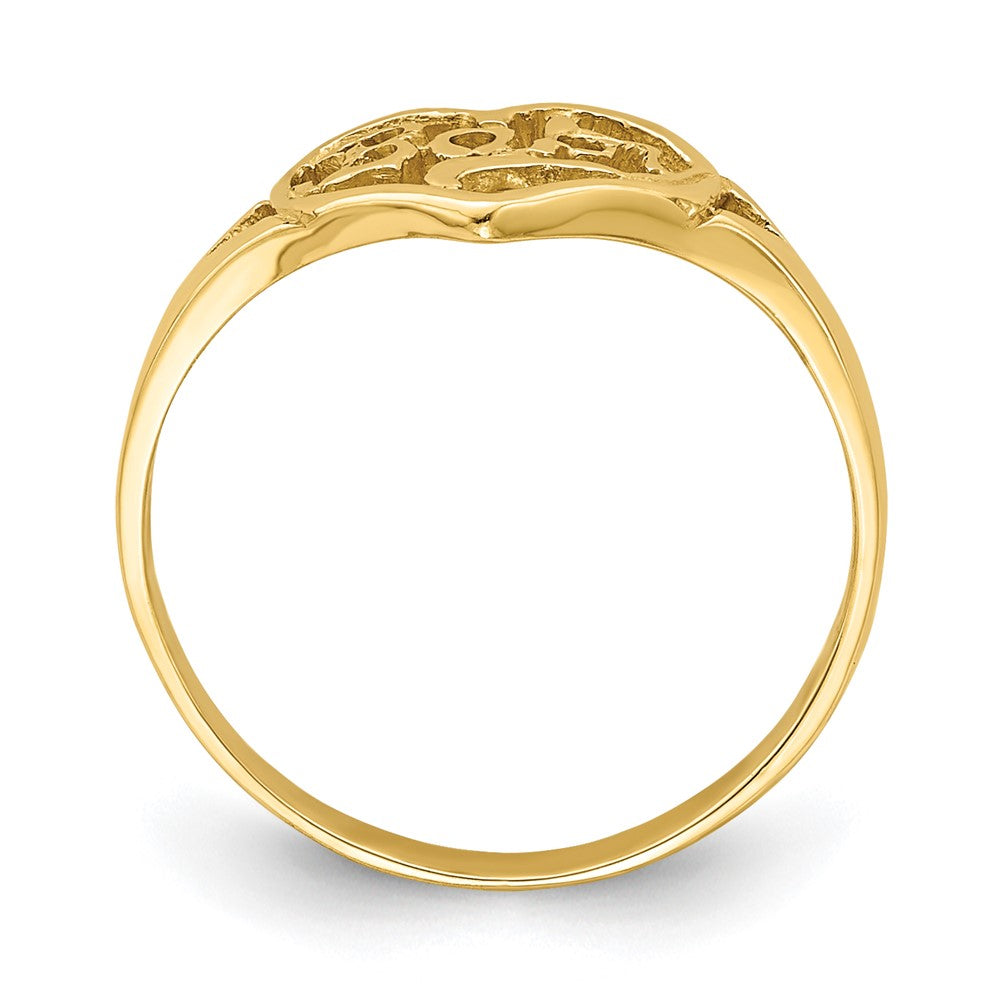 14K Yellow Gold BABY Cut-out Heart Ring