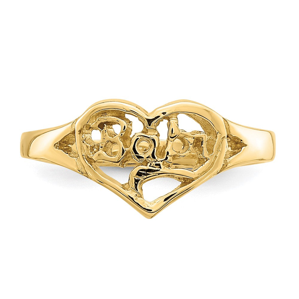 14K Yellow Gold BABY Cut-out Heart Ring