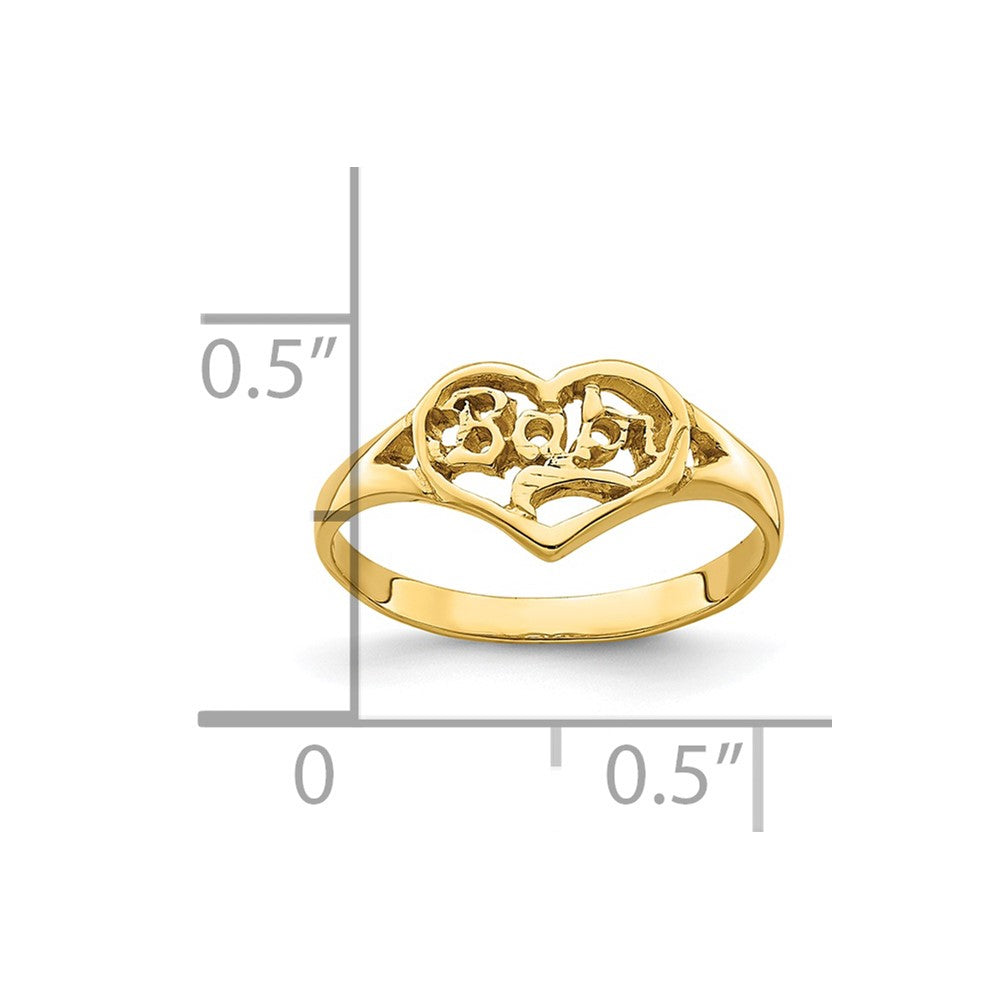 14K Yellow Gold BABY Cut-out Heart Ring