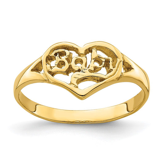14K Yellow Gold BABY Cut-out Heart Ring