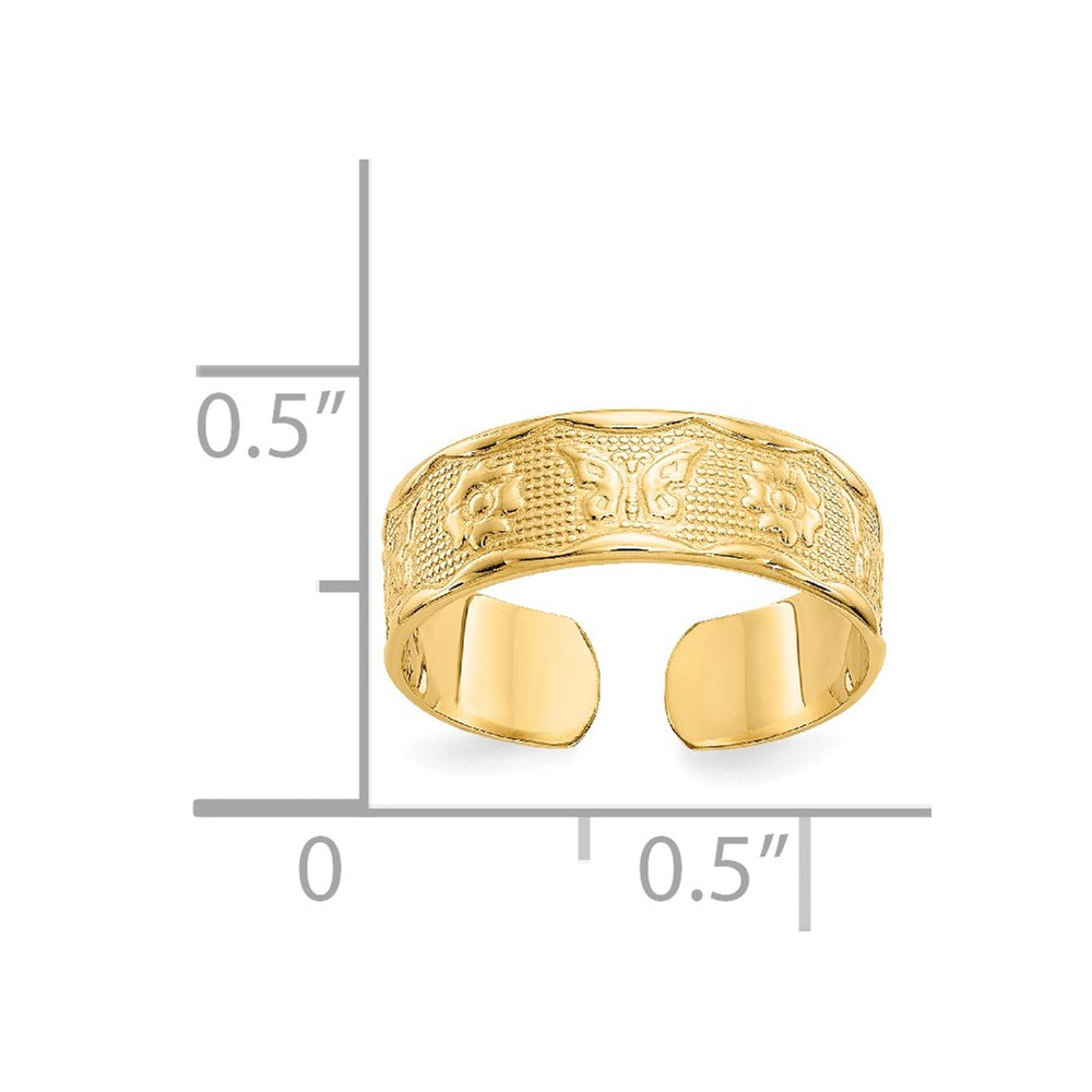 14k Flower & Butterfly Toe Ring