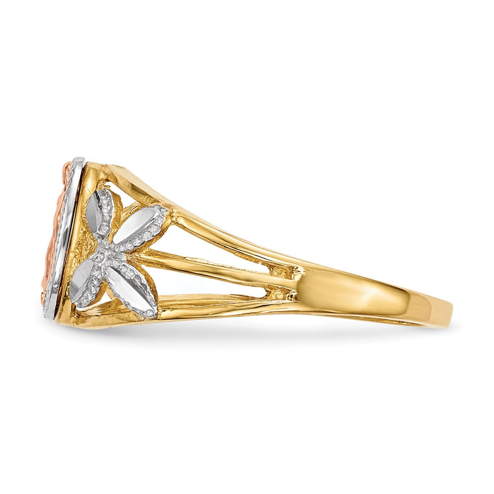 14k Two-tone w/White Rhodium Polished Our of Guadalupe Ring