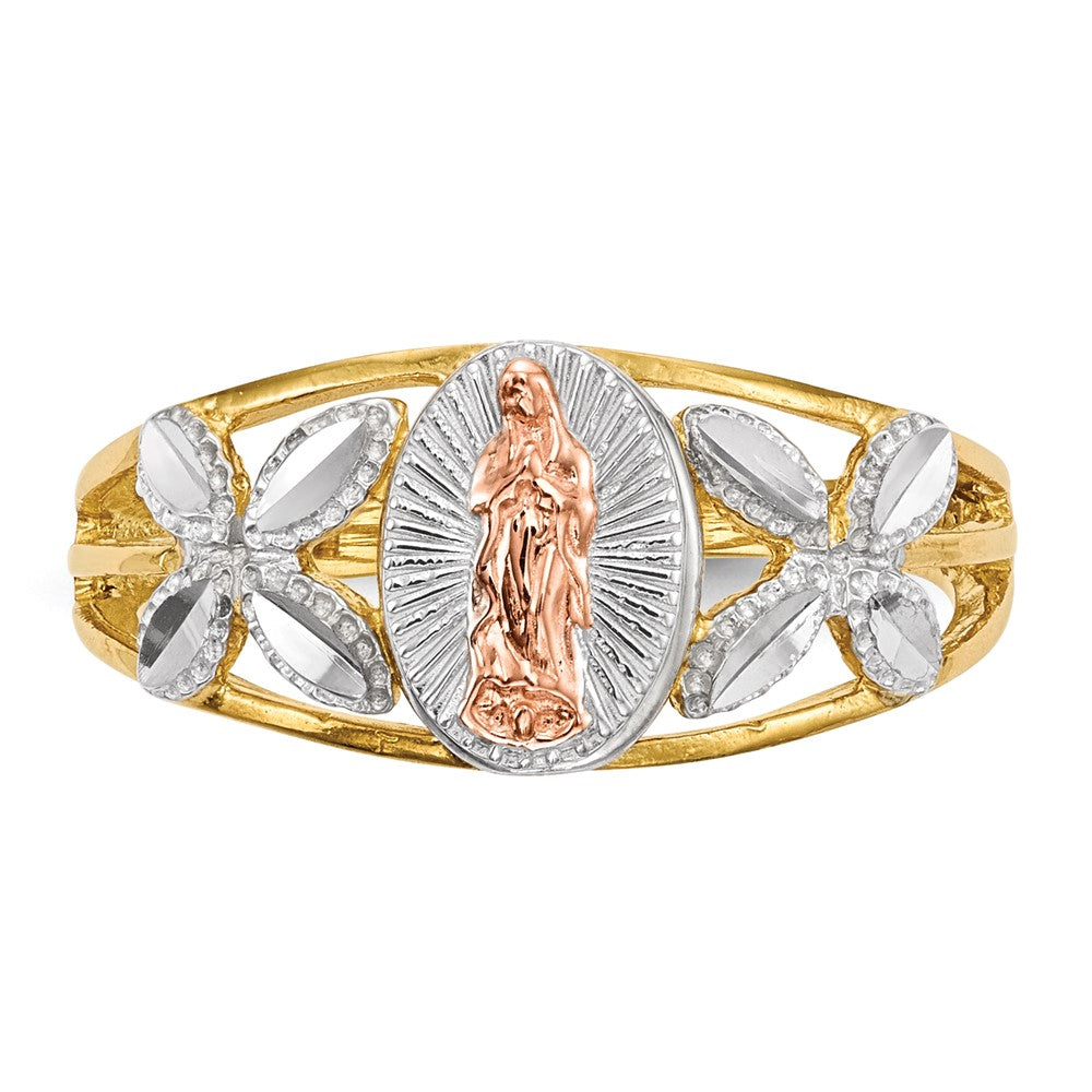 14k Two-tone w/White Rhodium Polished Our of Guadalupe Ring