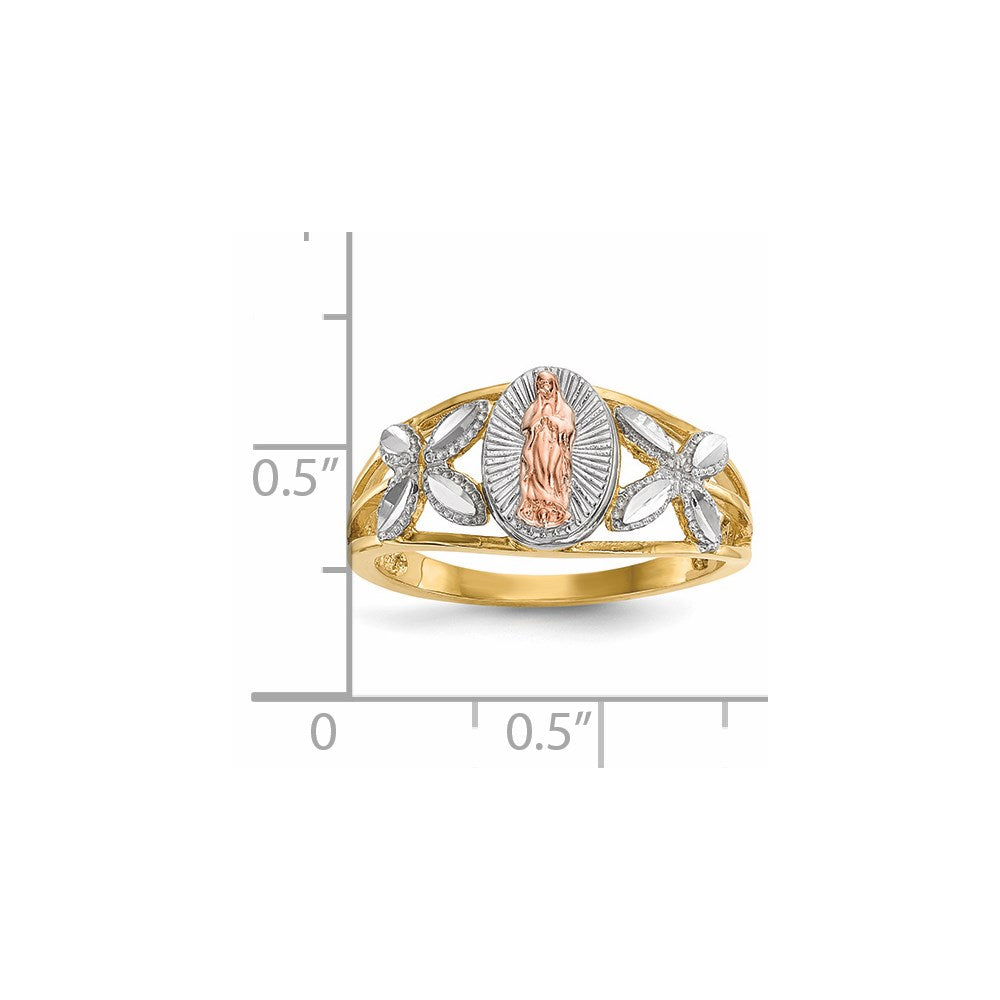 14k Two-tone w/White Rhodium Polished Our of Guadalupe Ring