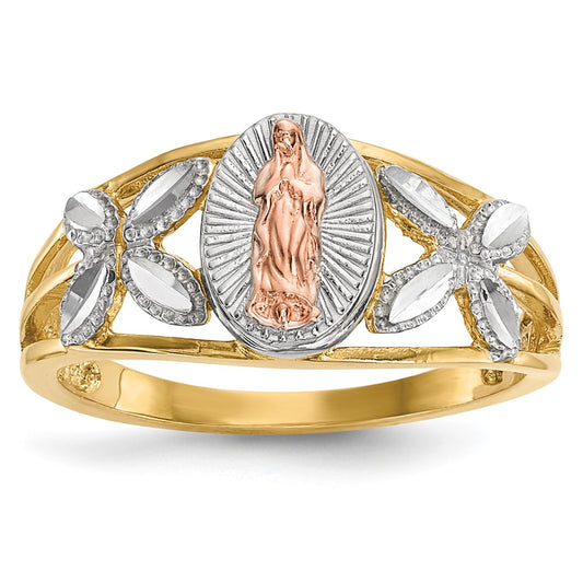 14k Two-tone w/White Rhodium Polished Our of Guadalupe Ring