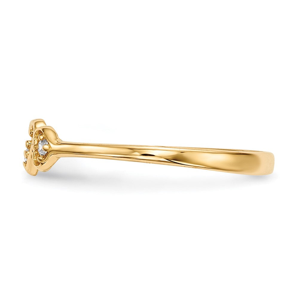 14k Yellow Gold CZ 3-Hearts Ring