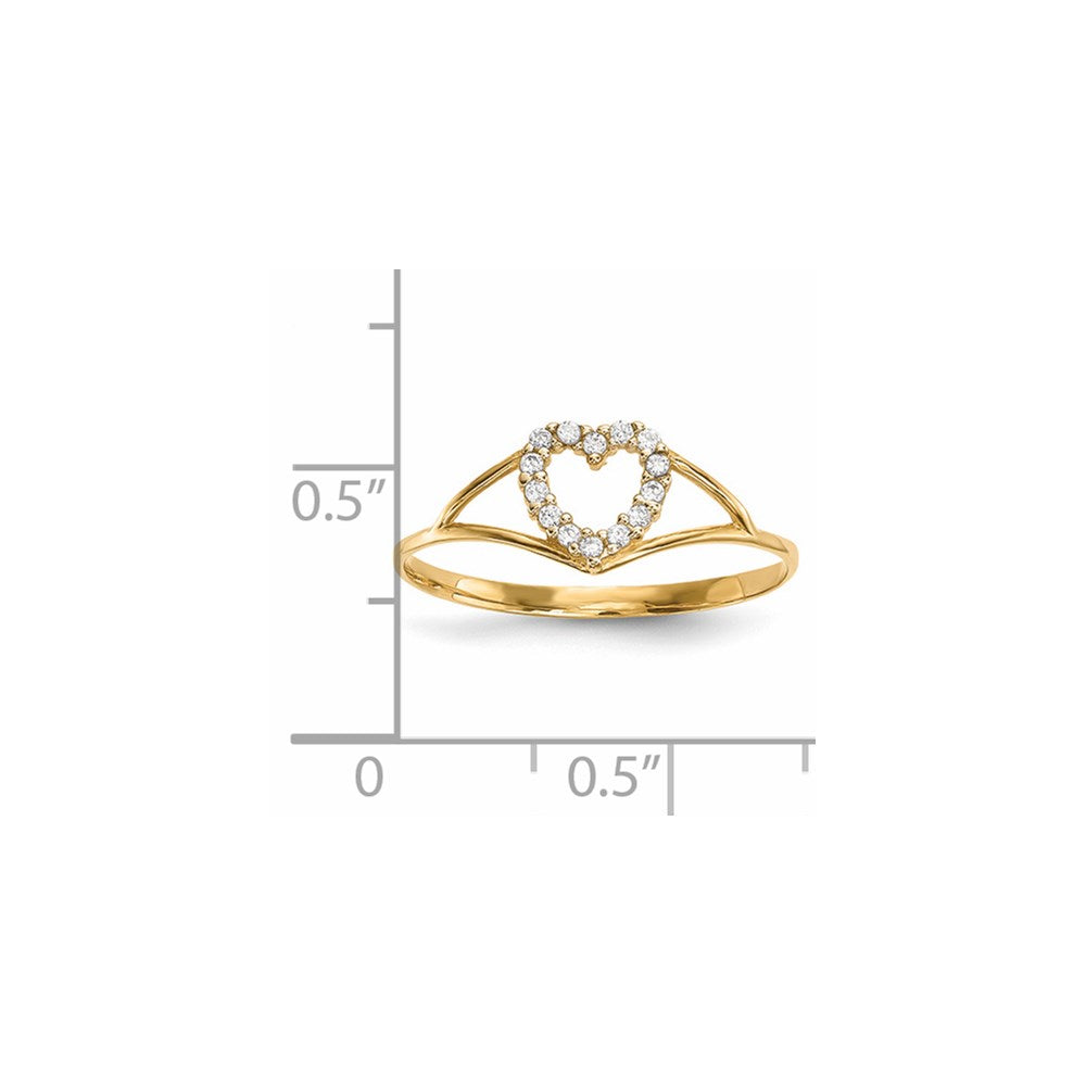 14k Yellow Gold CZ Heart Ring