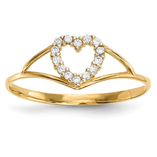 14k Yellow Gold CZ Heart Ring