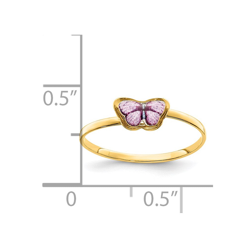 14K Enamel Butterfly Children's Ring