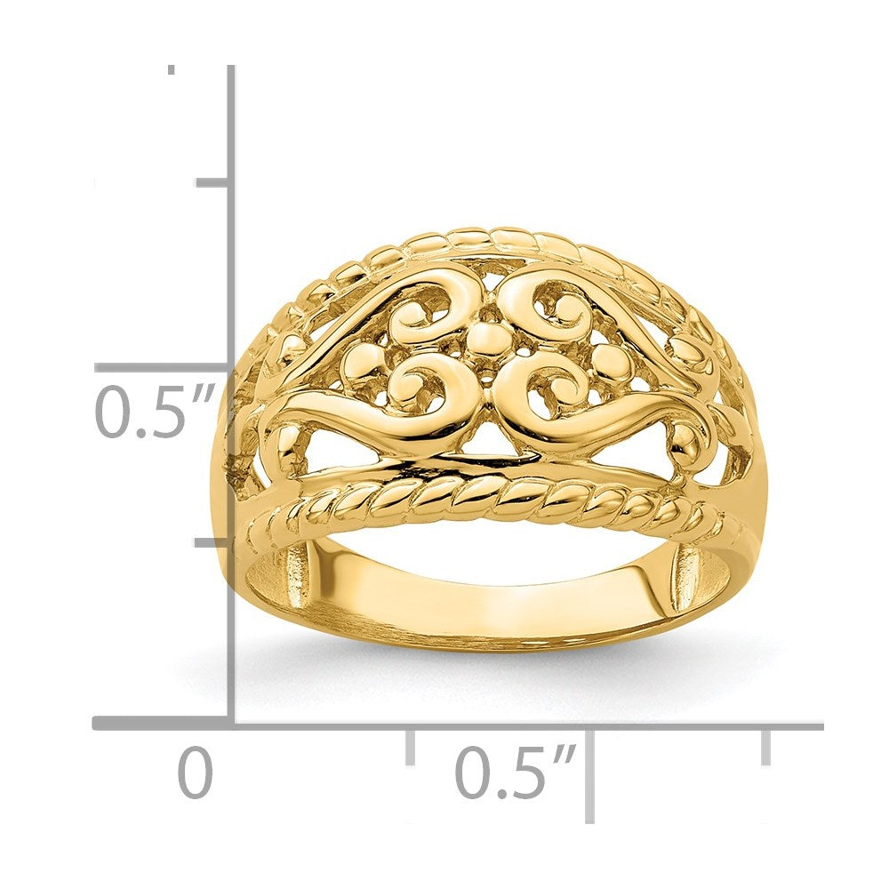 14k Yellow Gold Polished Cut-Out Heart Design Band