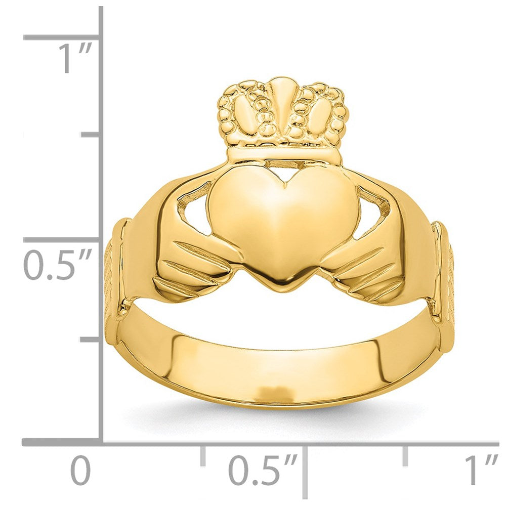 14k Polished Claddagh Ring (Size 9)