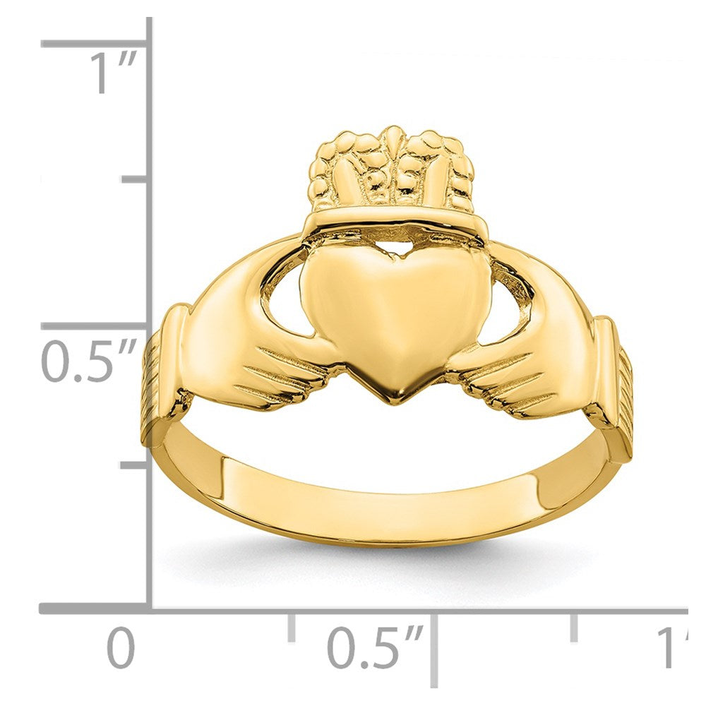 14k Polished Claddagh Ring (Size 9)