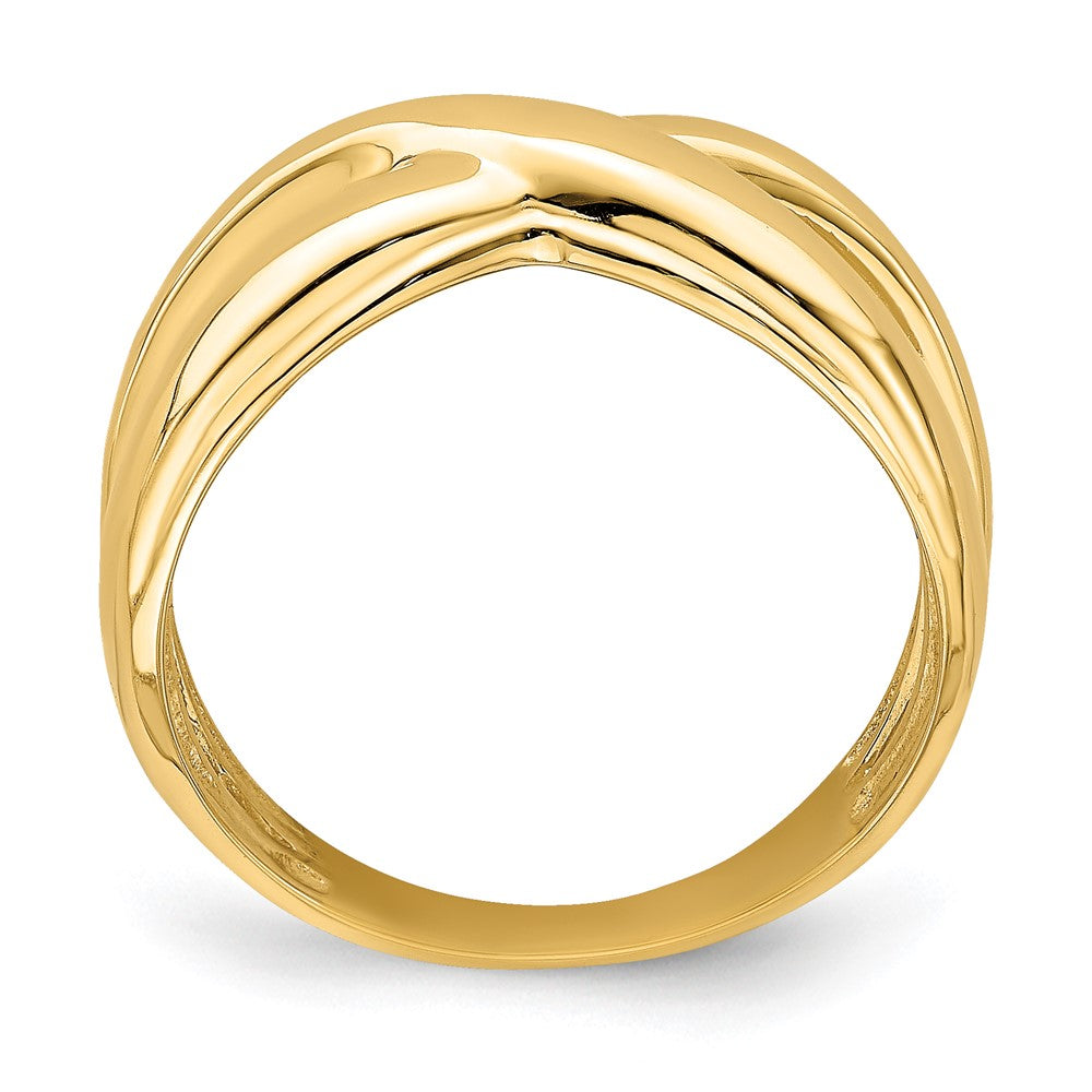 14K Polished w/ Cut Out Sides  X  Dome Ring