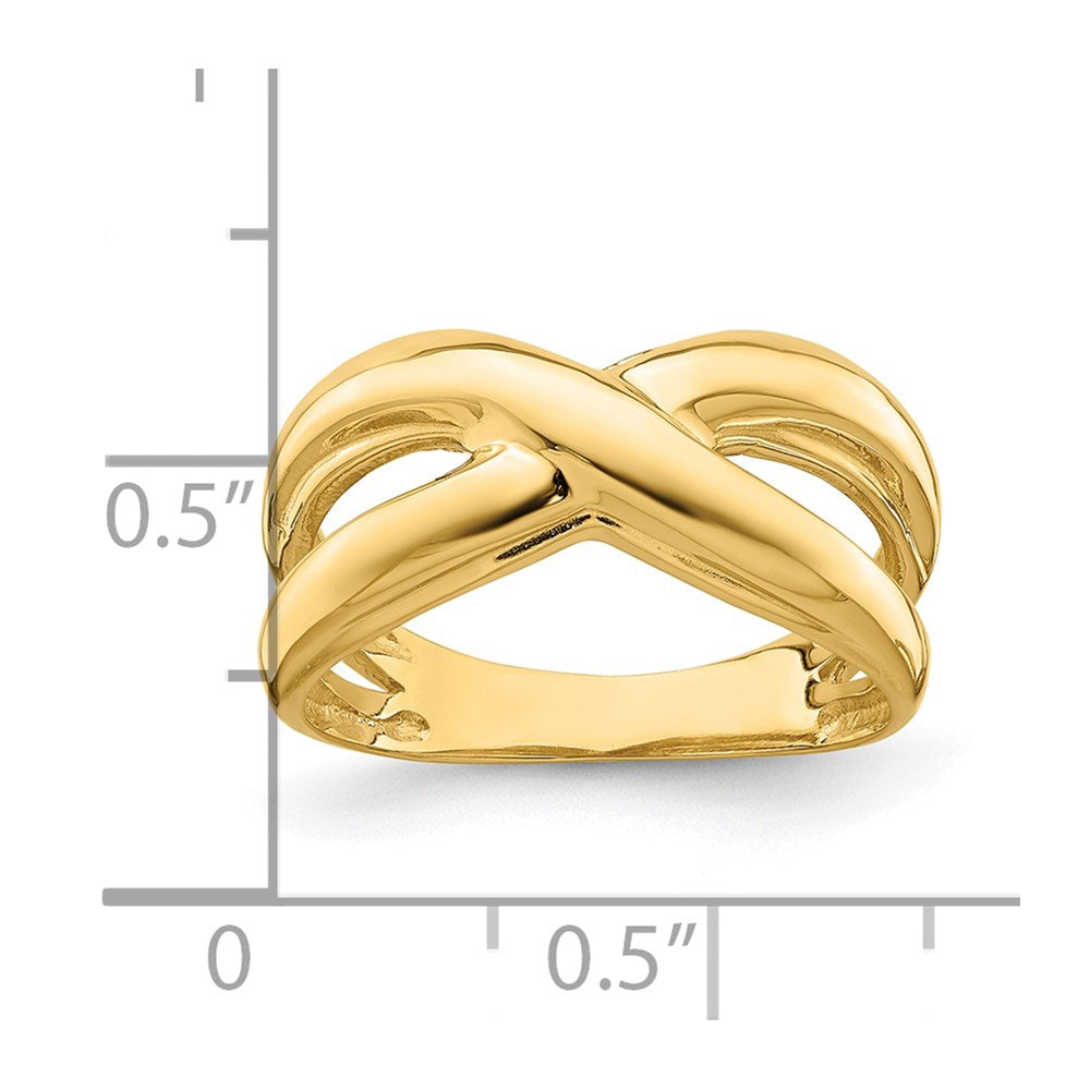 14K Polished w/ Cut Out Sides  X  Dome Ring