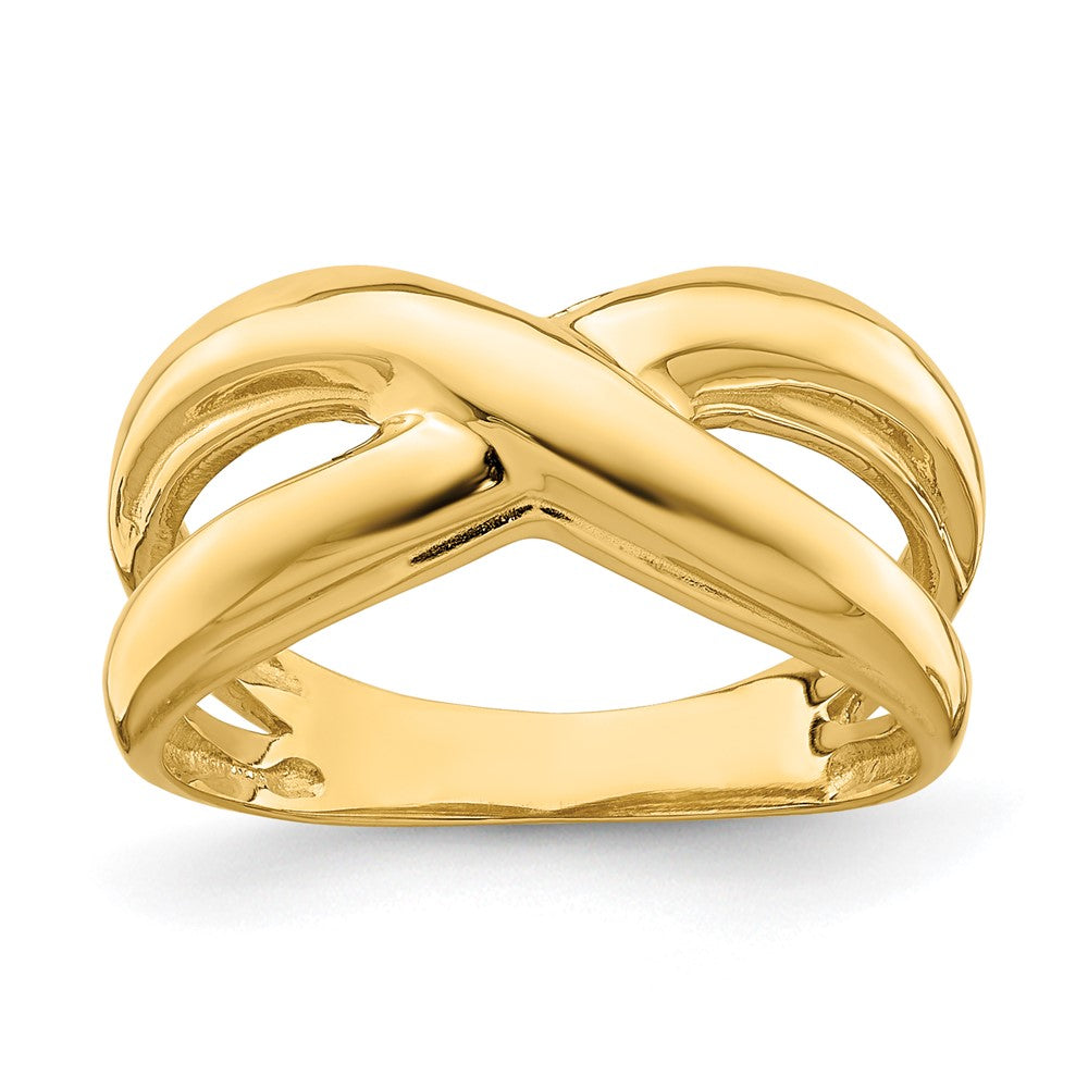 14K Polished w/ Cut Out Sides  X  Dome Ring