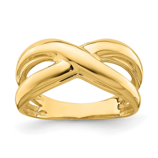 14K Polished w/ Cut Out Sides  X  Dome Ring