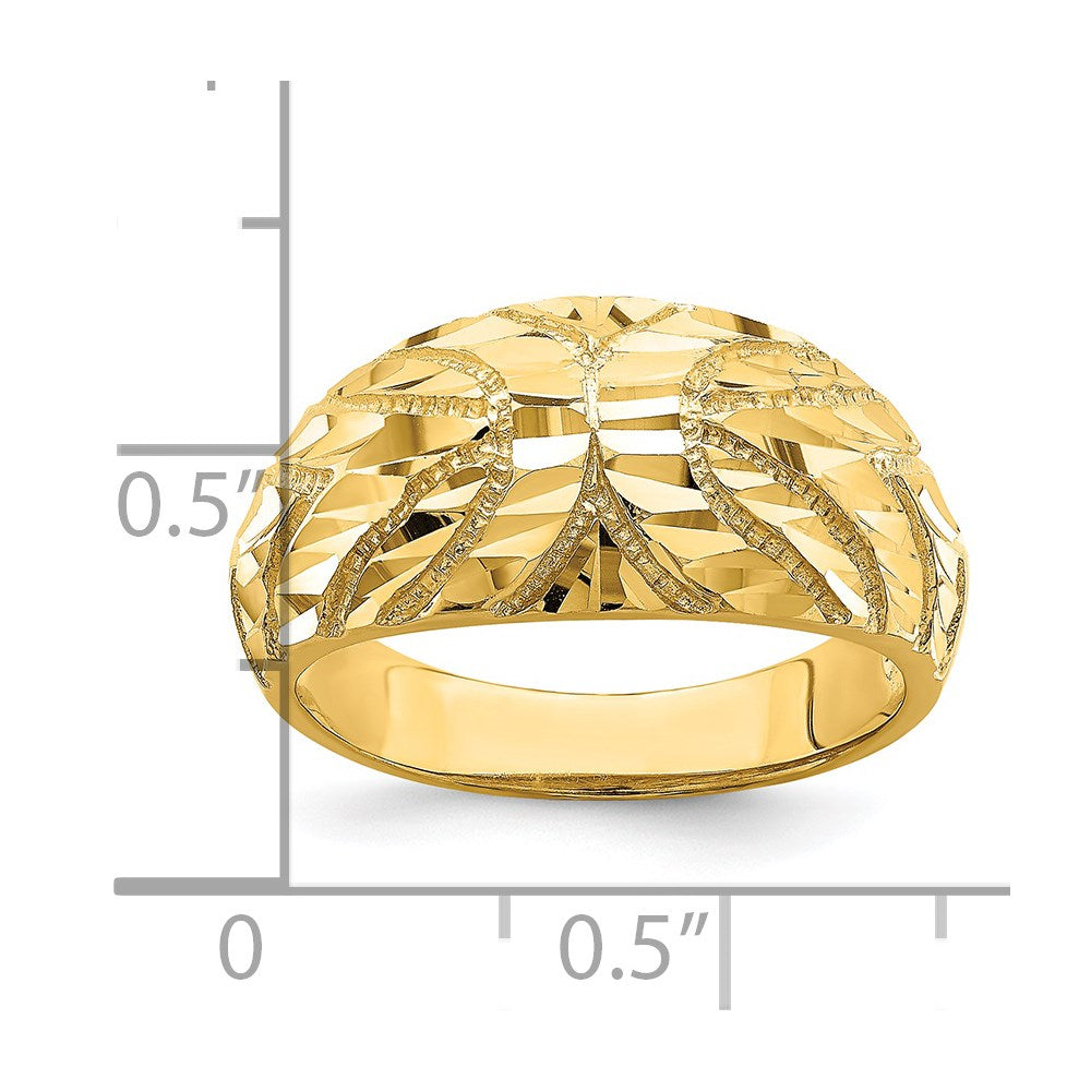 14k Fancy Diamond-cut Ring