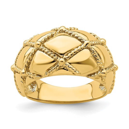 14k Quilted Rope Solid Dame Ring