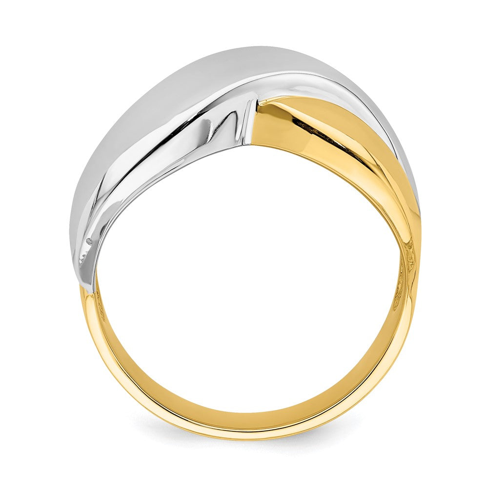 14K w/Rhodium Polished   X   Dome Ring